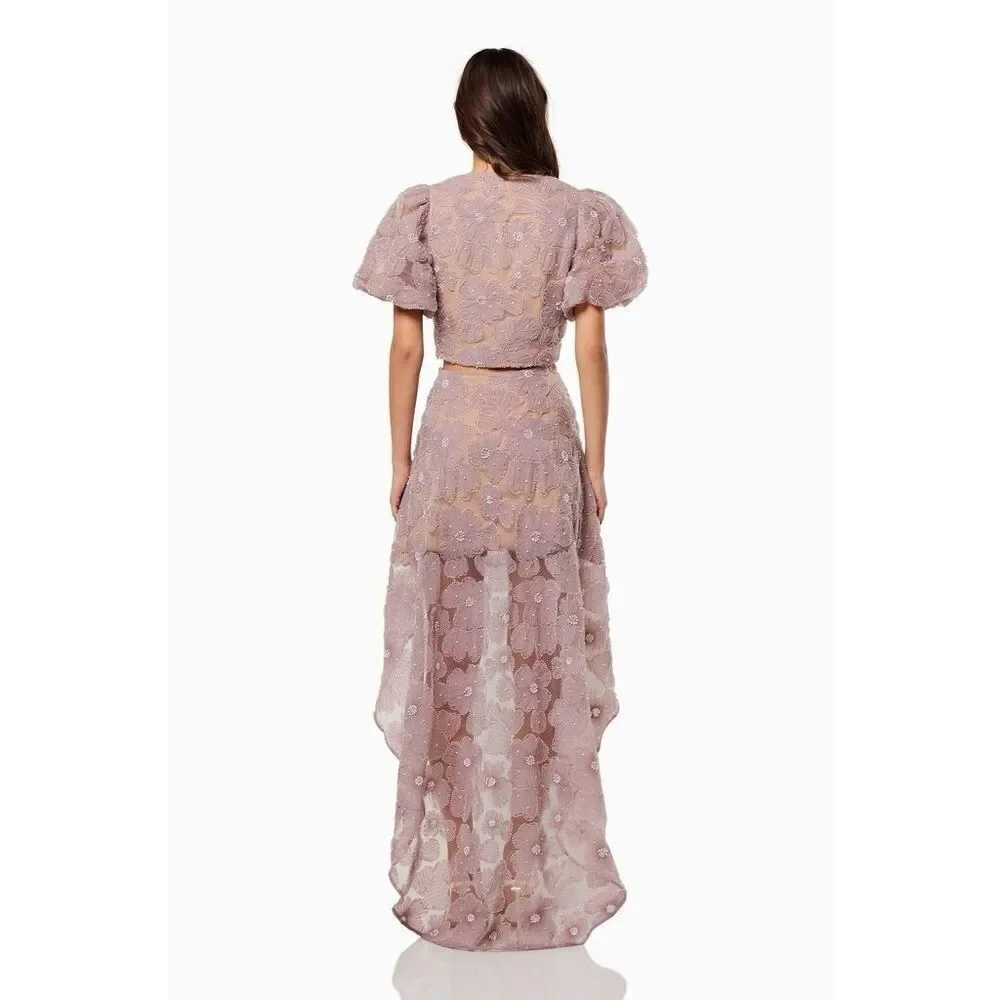 Elliatt Indira Floral Top & Skirt Set in Mesh White bridal bachelorette NWT$650 - Picture 5 of 16